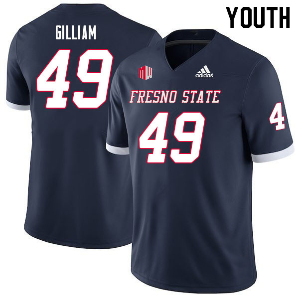 Youth #49 Elijah Gilliam Fresno State Bulldogs College Football Jerseys Sale-Navy